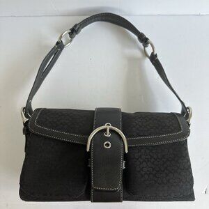 Vintage Y2K Coach 1463 Signature C Soho Satchel Shoulder Bag Black Canvas Leathe
